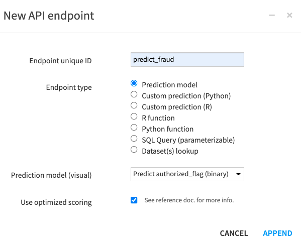 Image showing how to create a prediction endpoint.