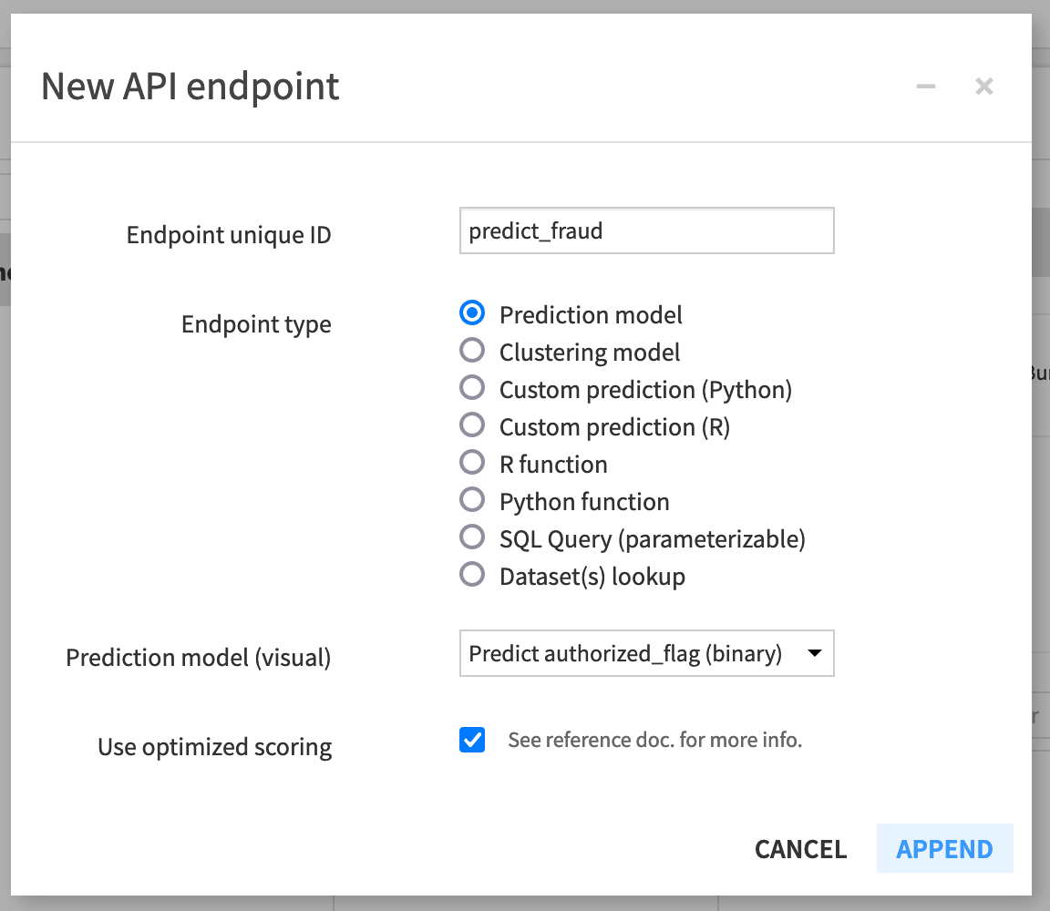 Image showing how to create a prediction endpoint.