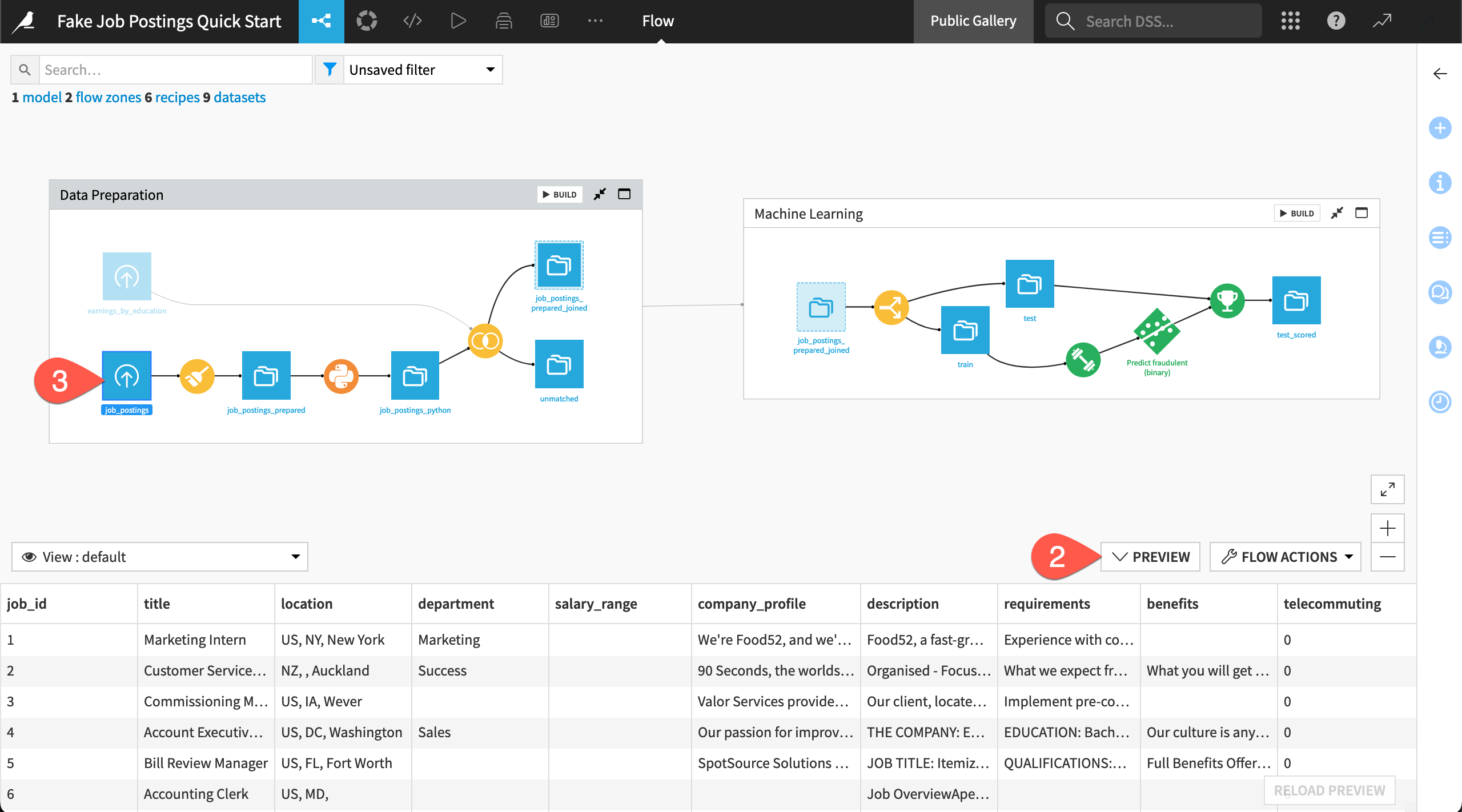 Dataiku screenshot of a dataset preview.