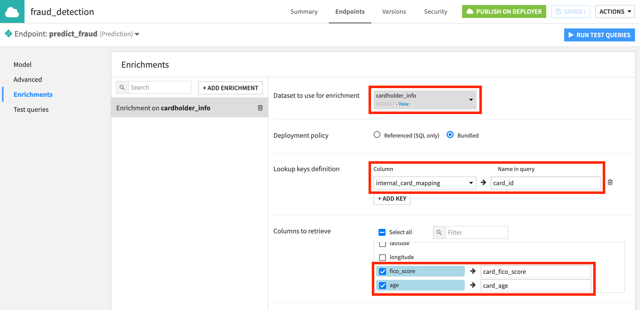 Configure settings for data enrichment.