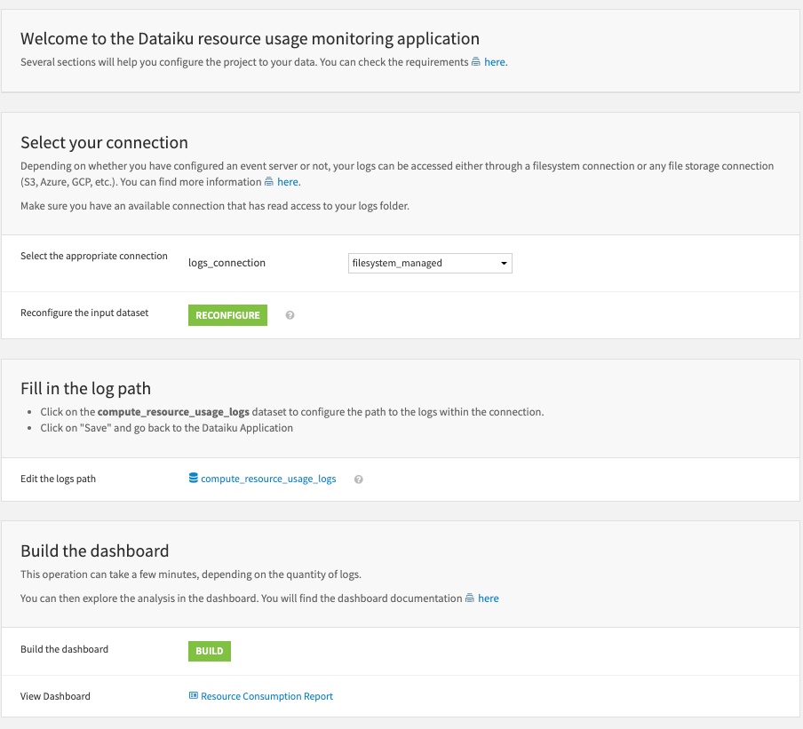 Build your own dashboard through the Project Setup