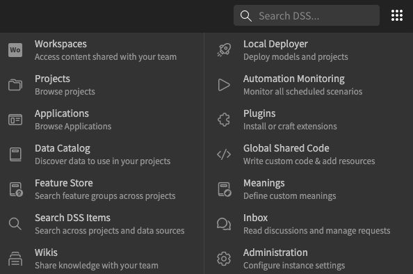 Screenshot of the Applications menu.