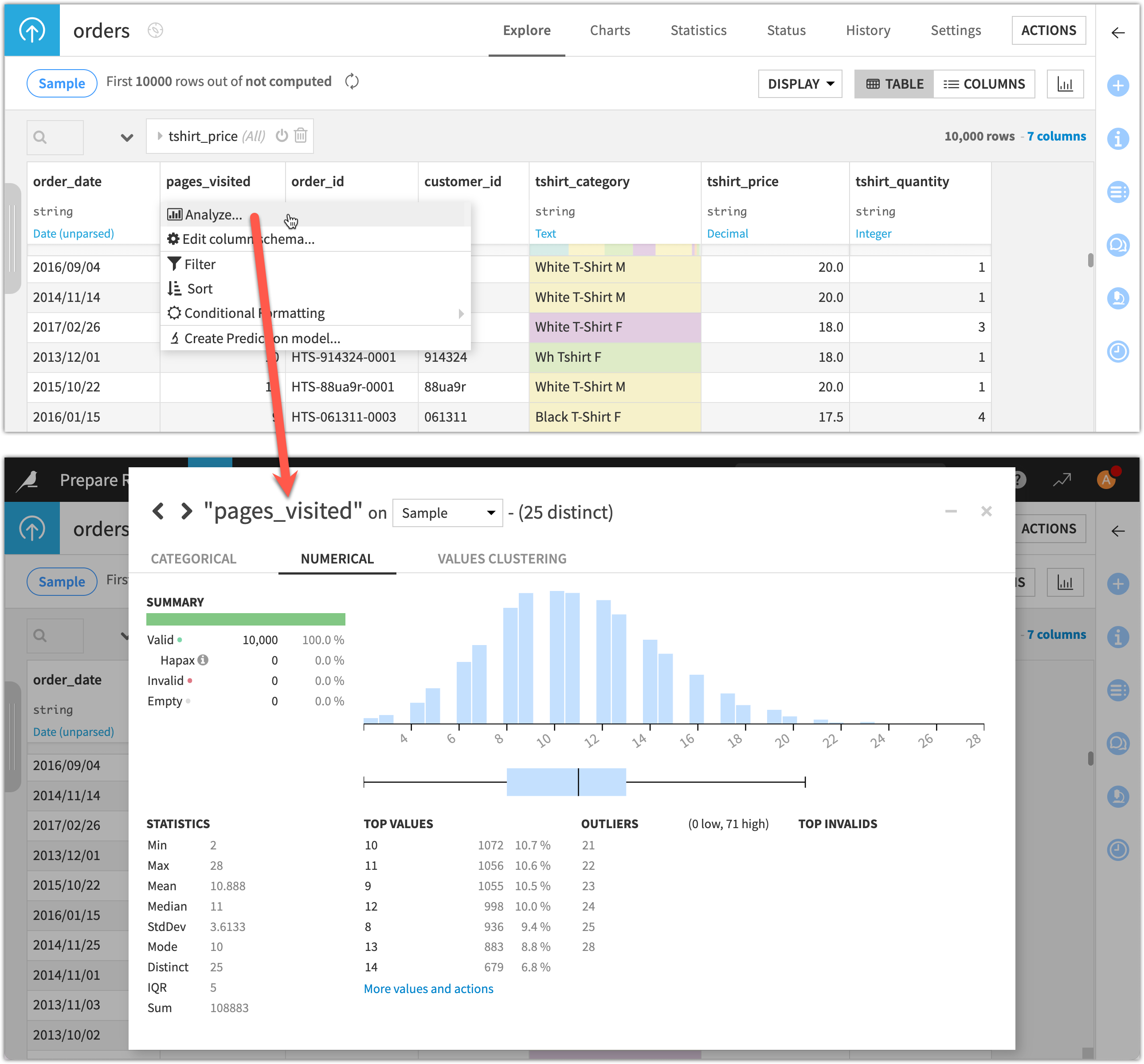 Screenshot of the Analyze window.