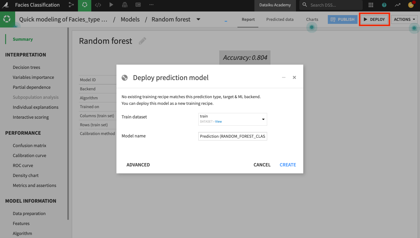 Figure showing how to deploy a model to the Flow.