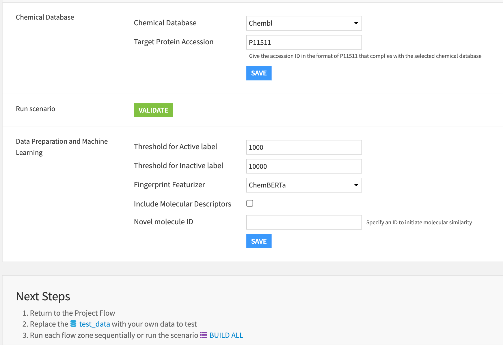Dataiku screenshot of the Dataiku App associated with this Solution.