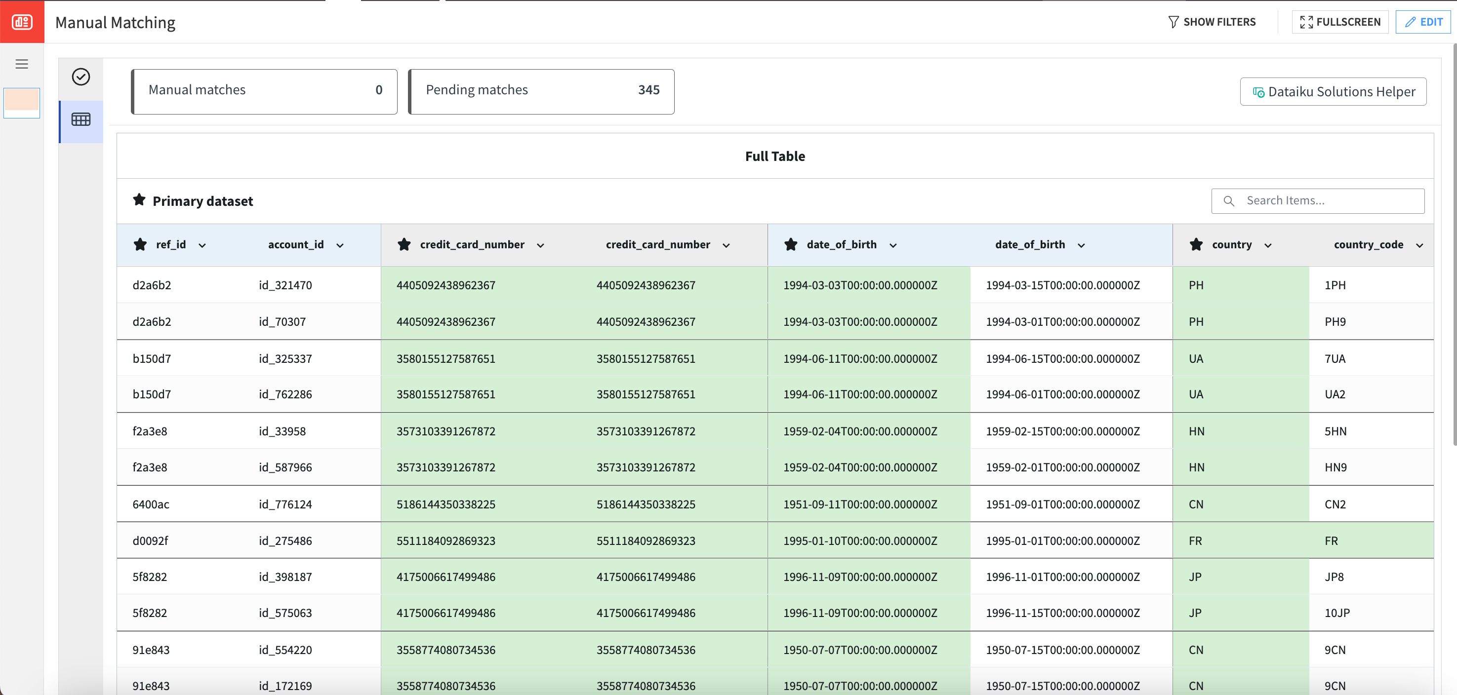 Dataiku screenshot of the accompanying webapp for this Solution.