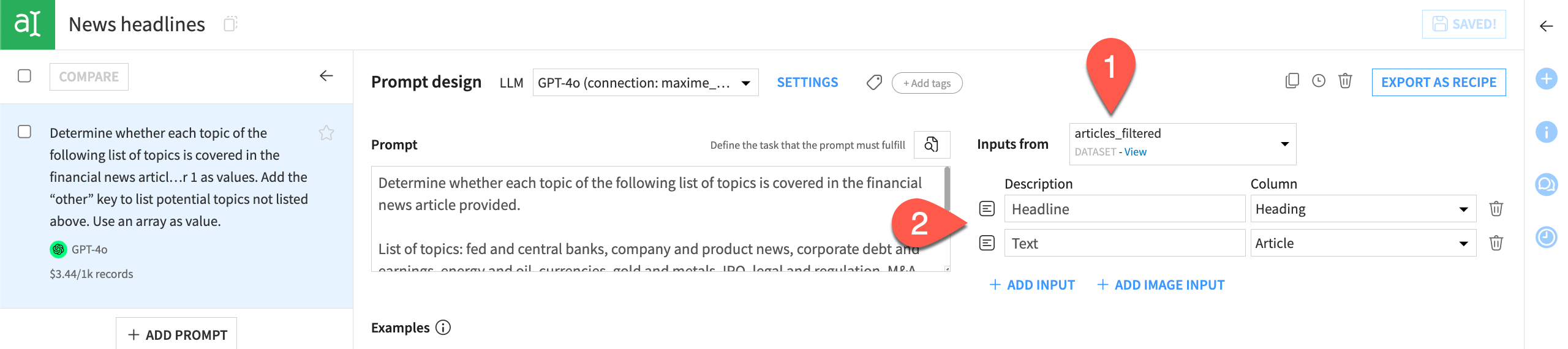 Screenshot with the columns mapped from the articles_filtered dataset.