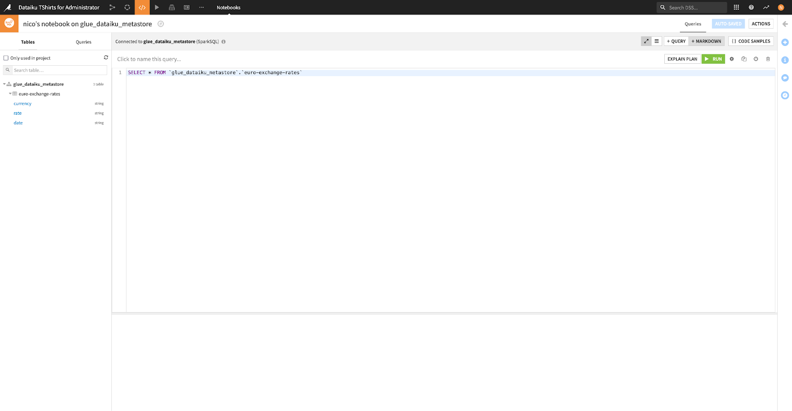 Query an HDFS dataset from a SparkSQL notebook.