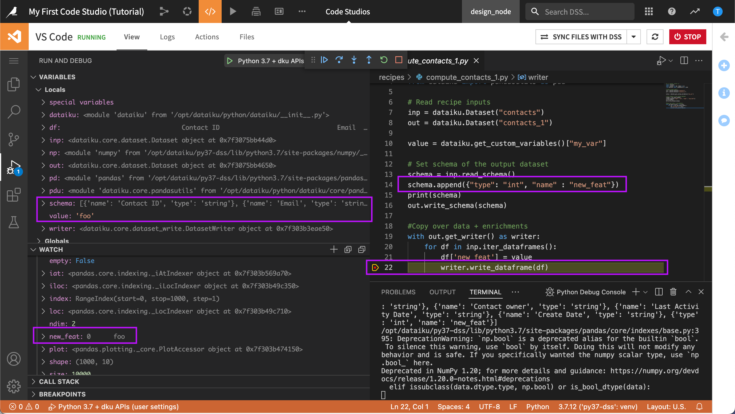 VS Code Studio debugger variables section.