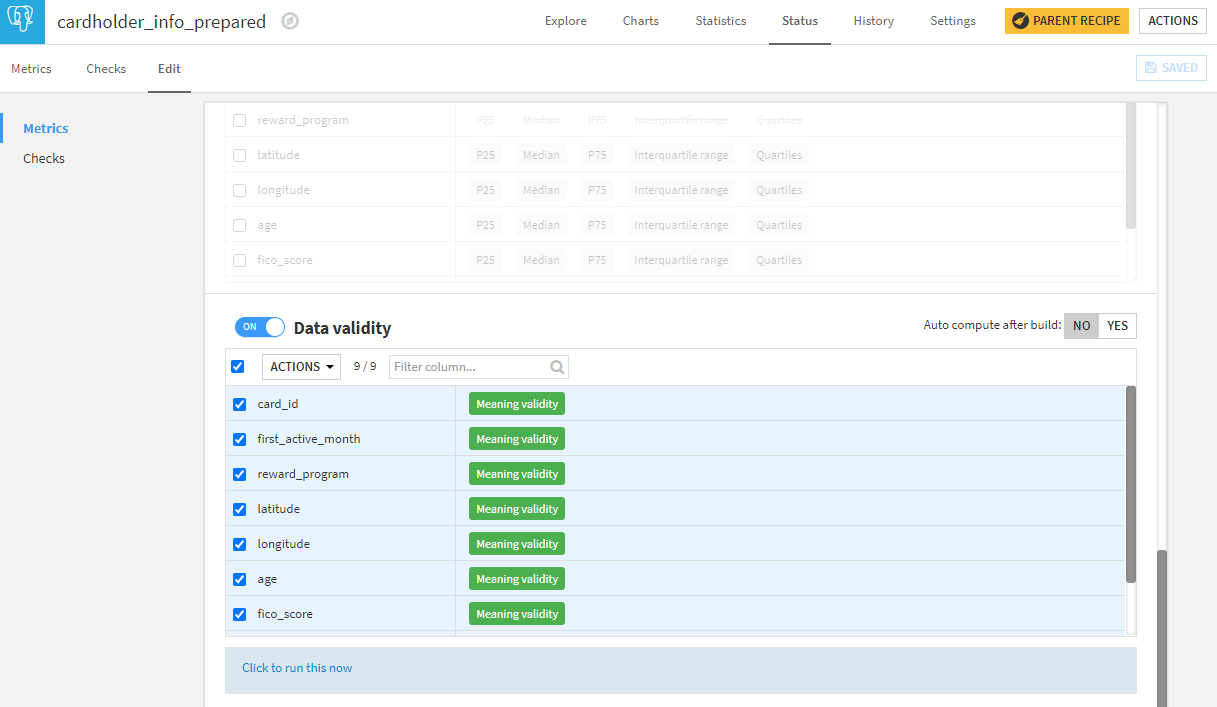 Computing metrics on feature groups.
