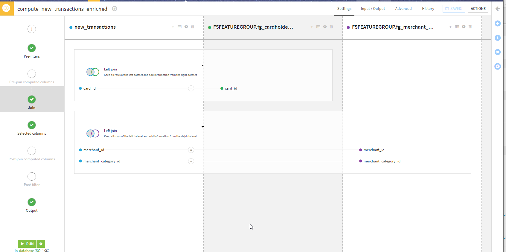 Join recipe to build model input data with feature group.