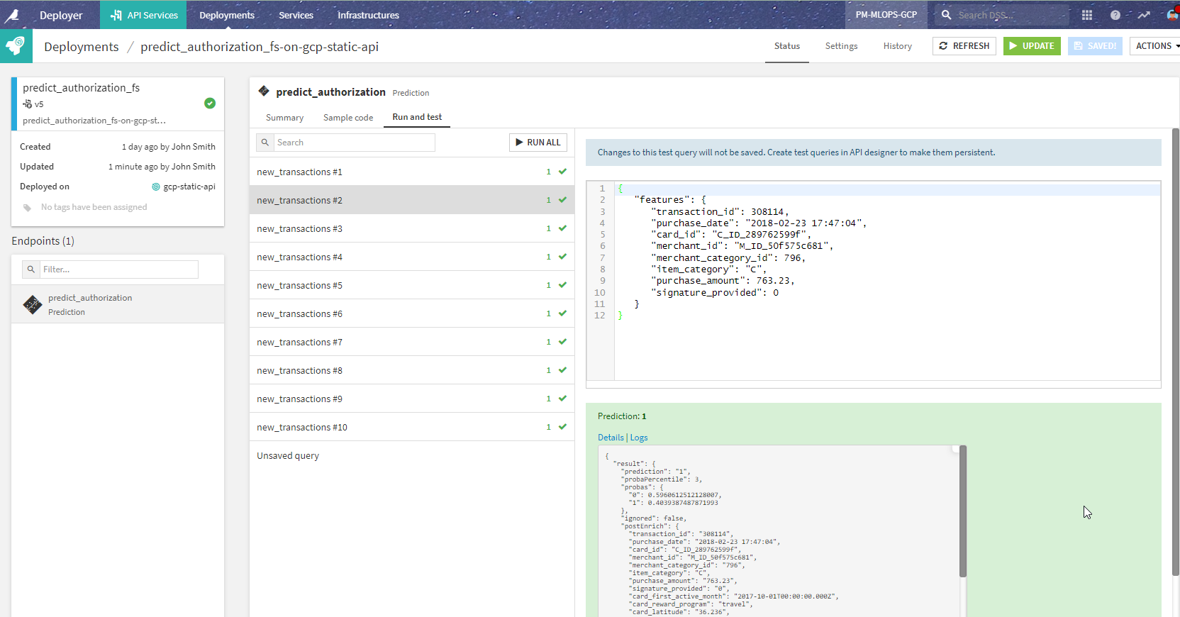 Testing new API endpoints.