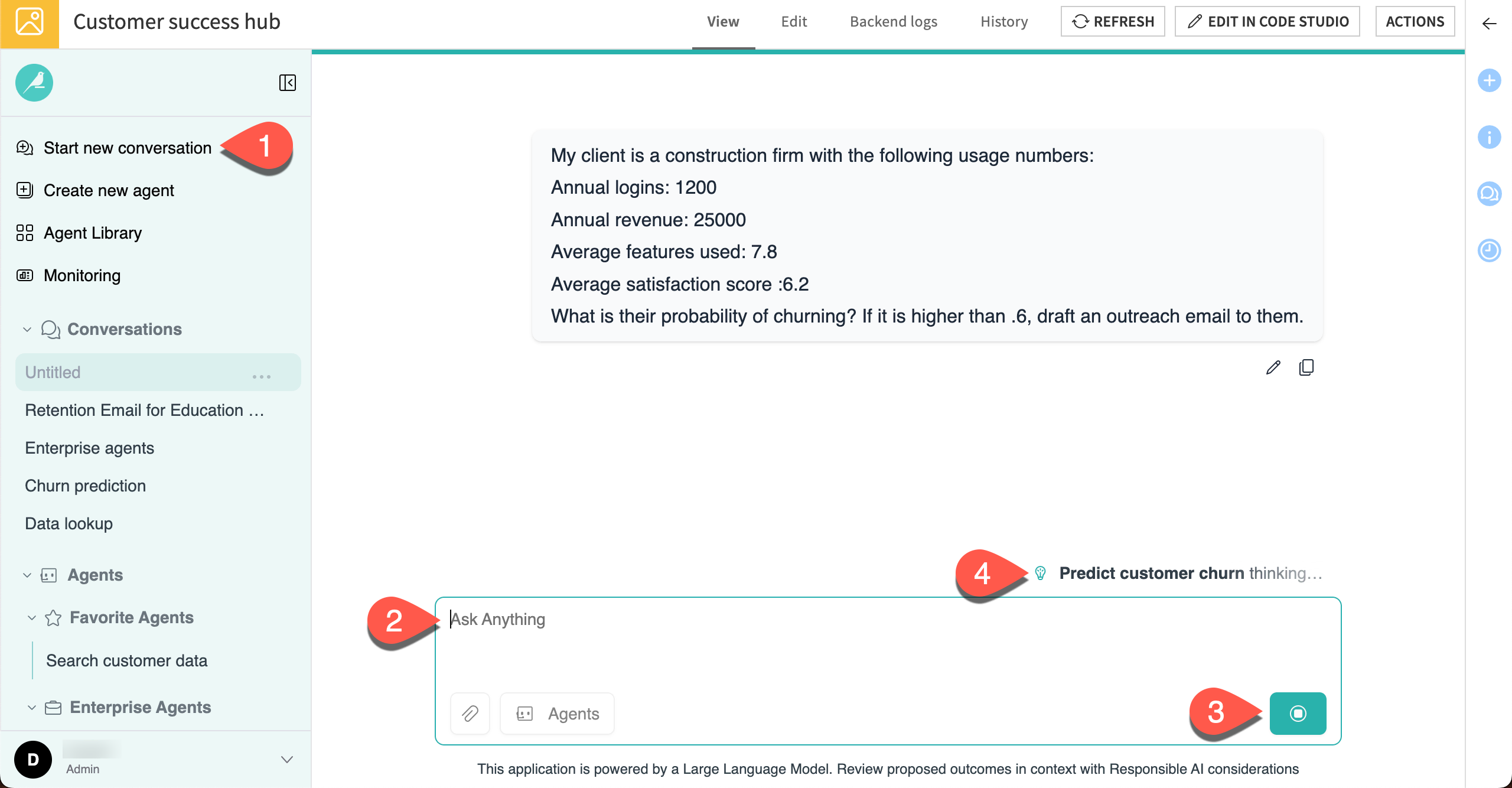 Screenshot showing a chat with all 3 agents.