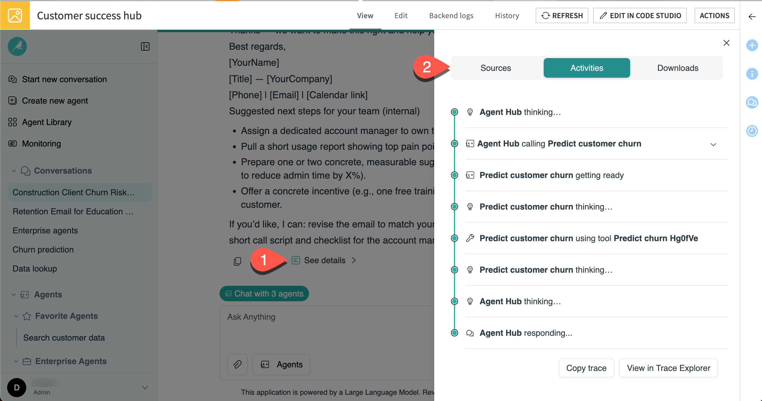 Screenshot showing the details behind the response.