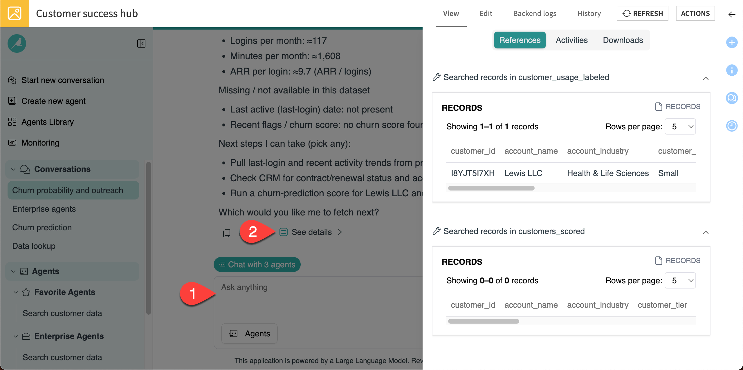 Screenshot showing the references behind the response.