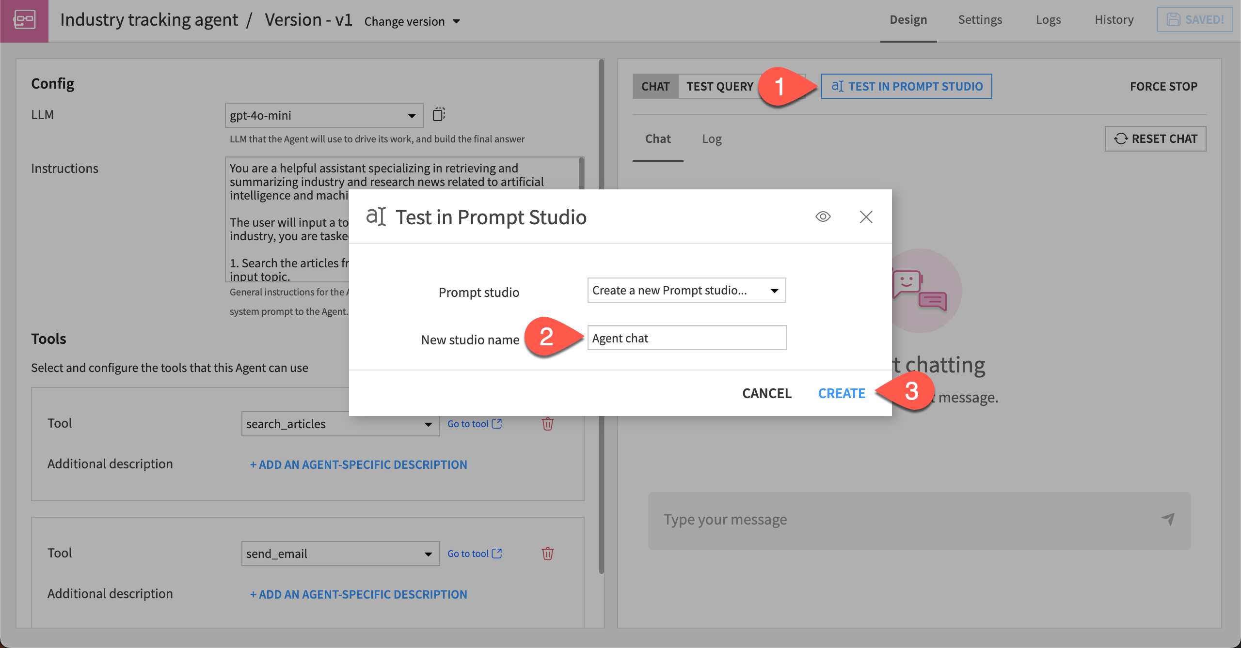 Steps to add a new Prompt Studio.