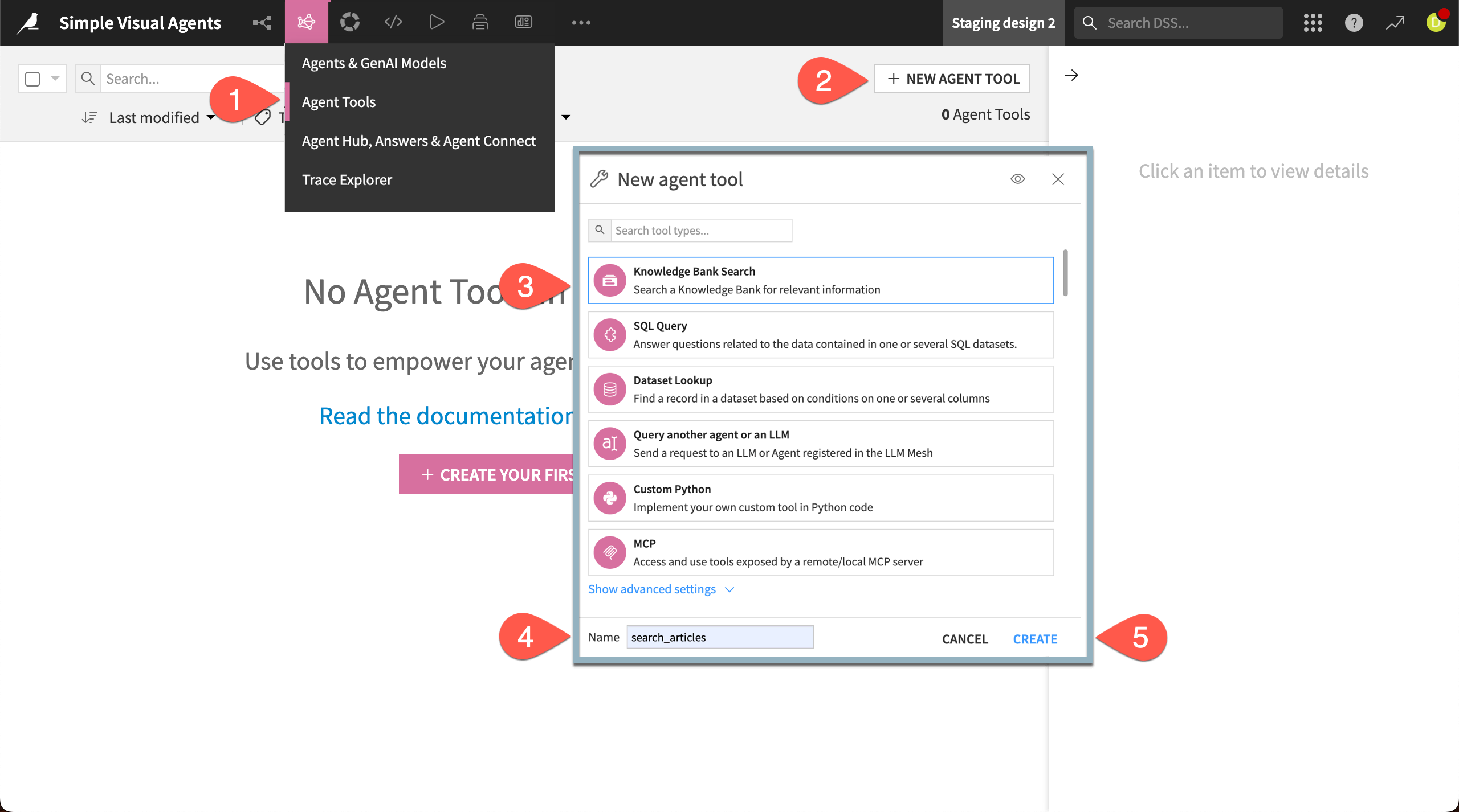 Steps to add a new Knowledge Bank search tool.