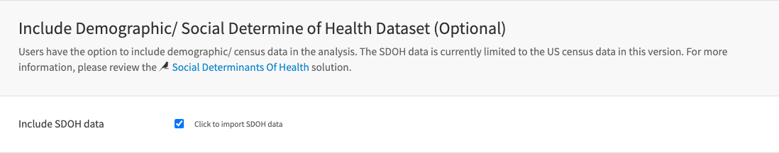 Screenshot of app SDOH option.
