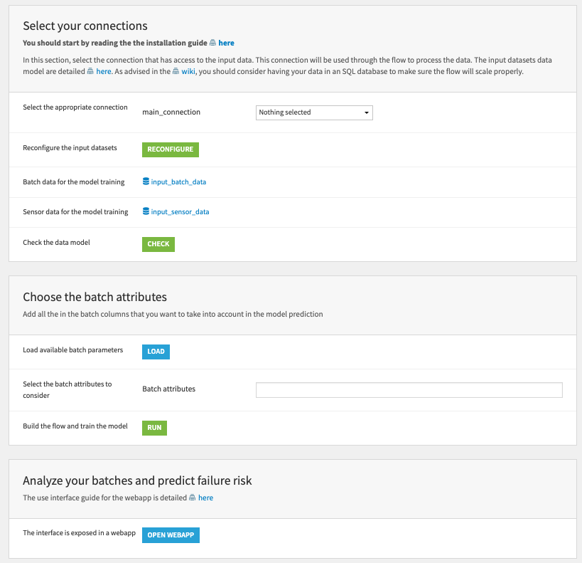 Dataiku screenshot of part of the Dataiku app for Batch Performance Optimization