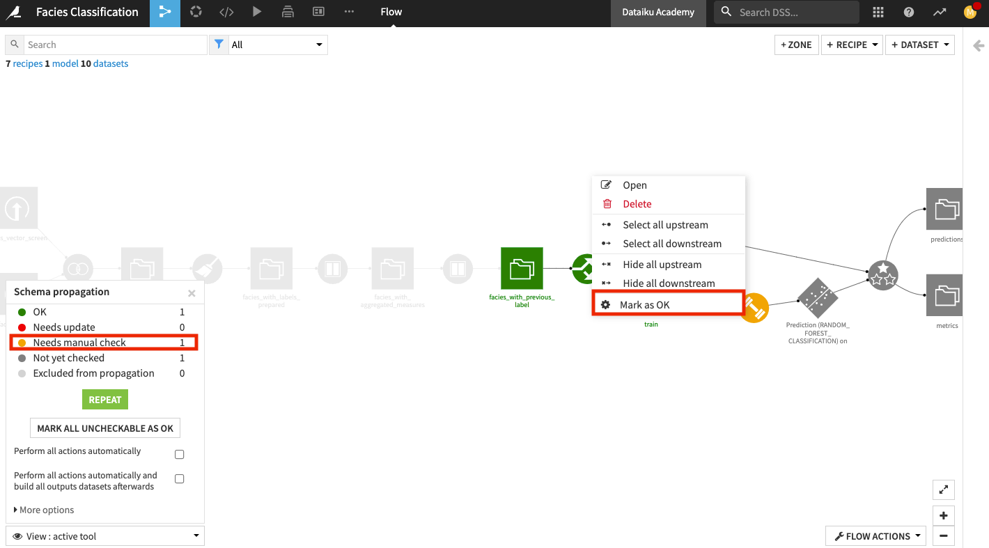Manually check the train recipe.