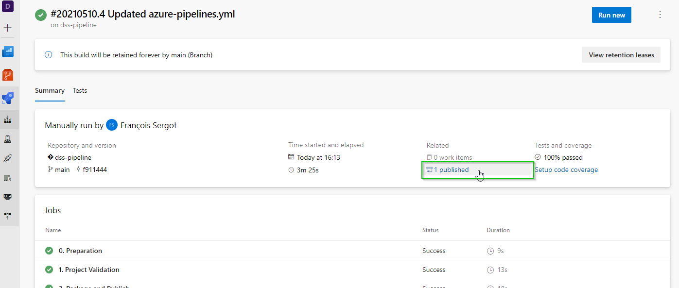 Azure DevOps pipeline artifact in Dataiku