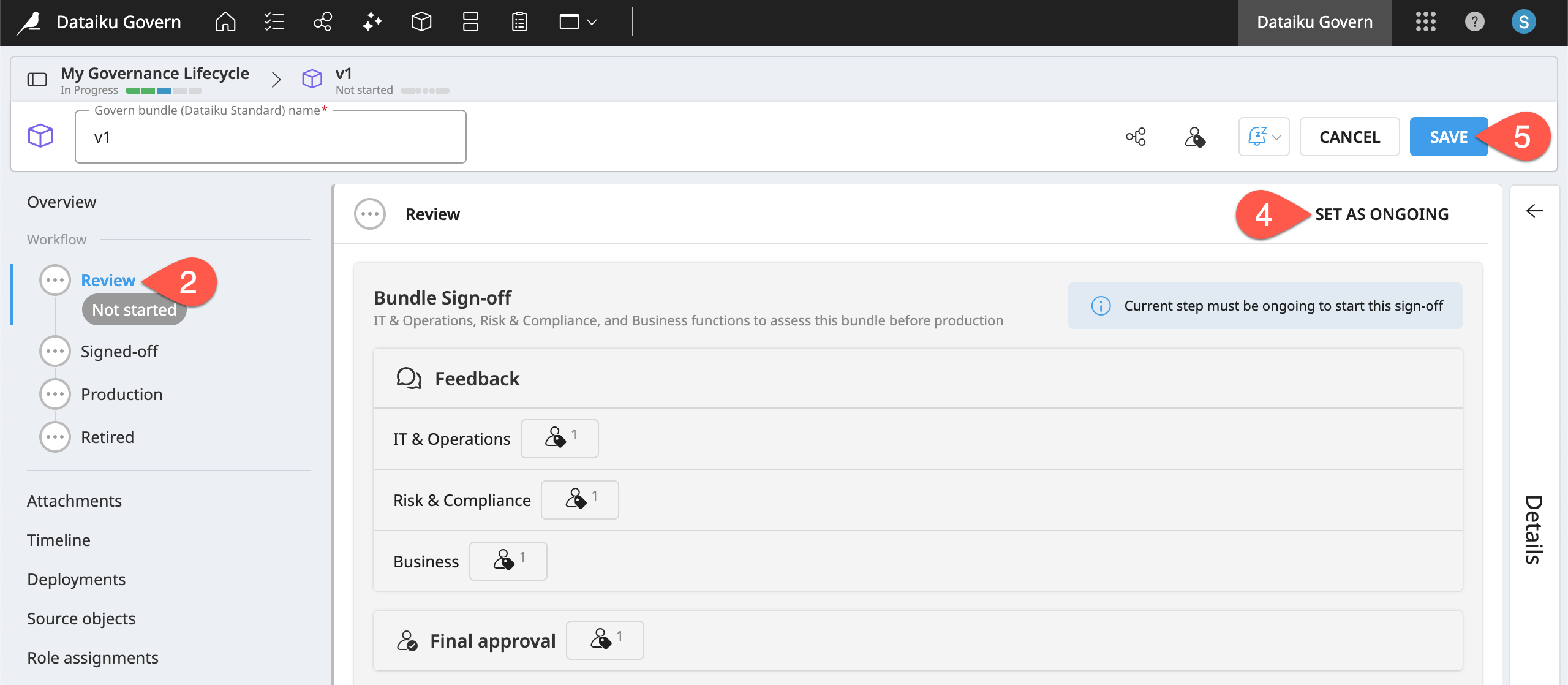 Dataiku screenshot of a bundle workflow.
