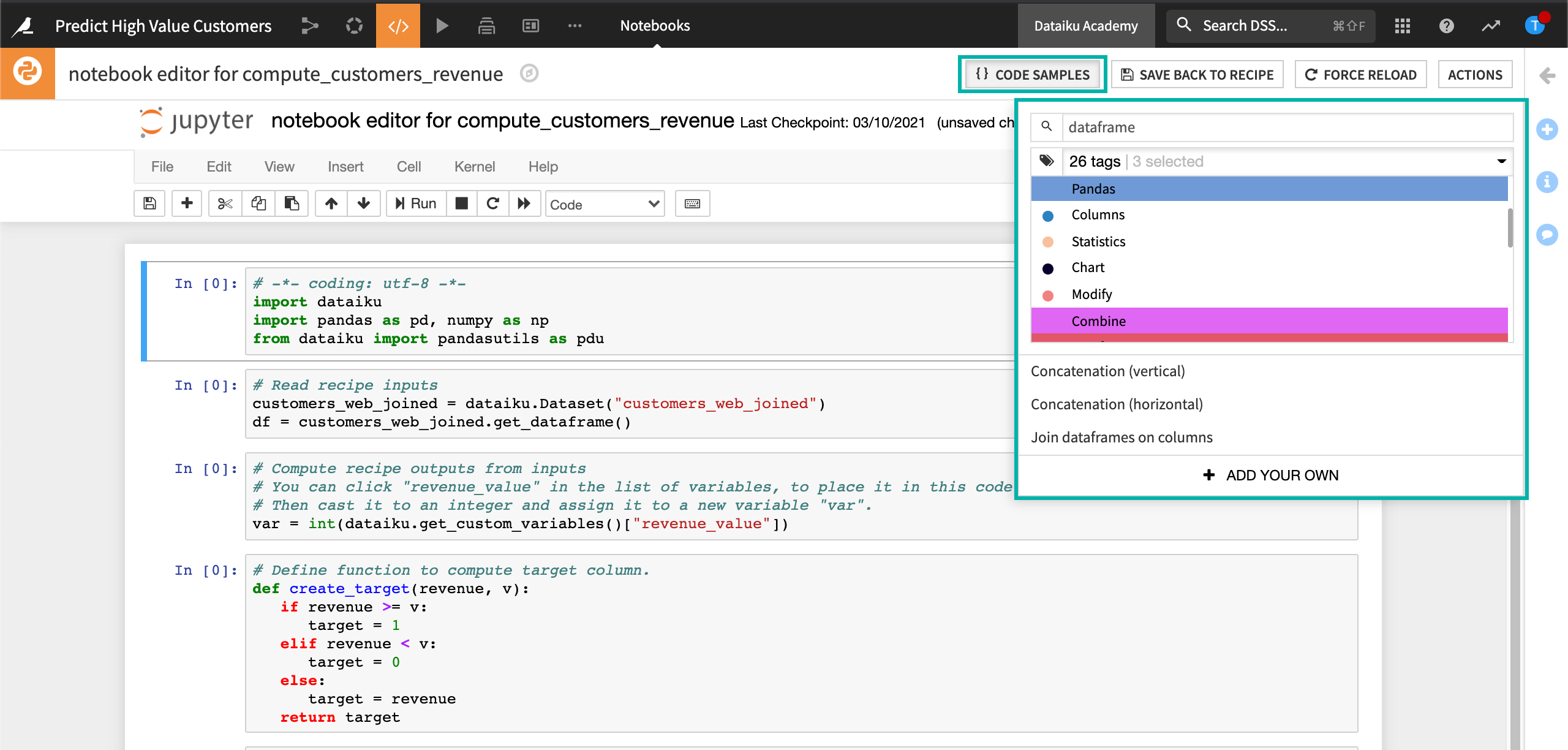 A code sample in a notebook.