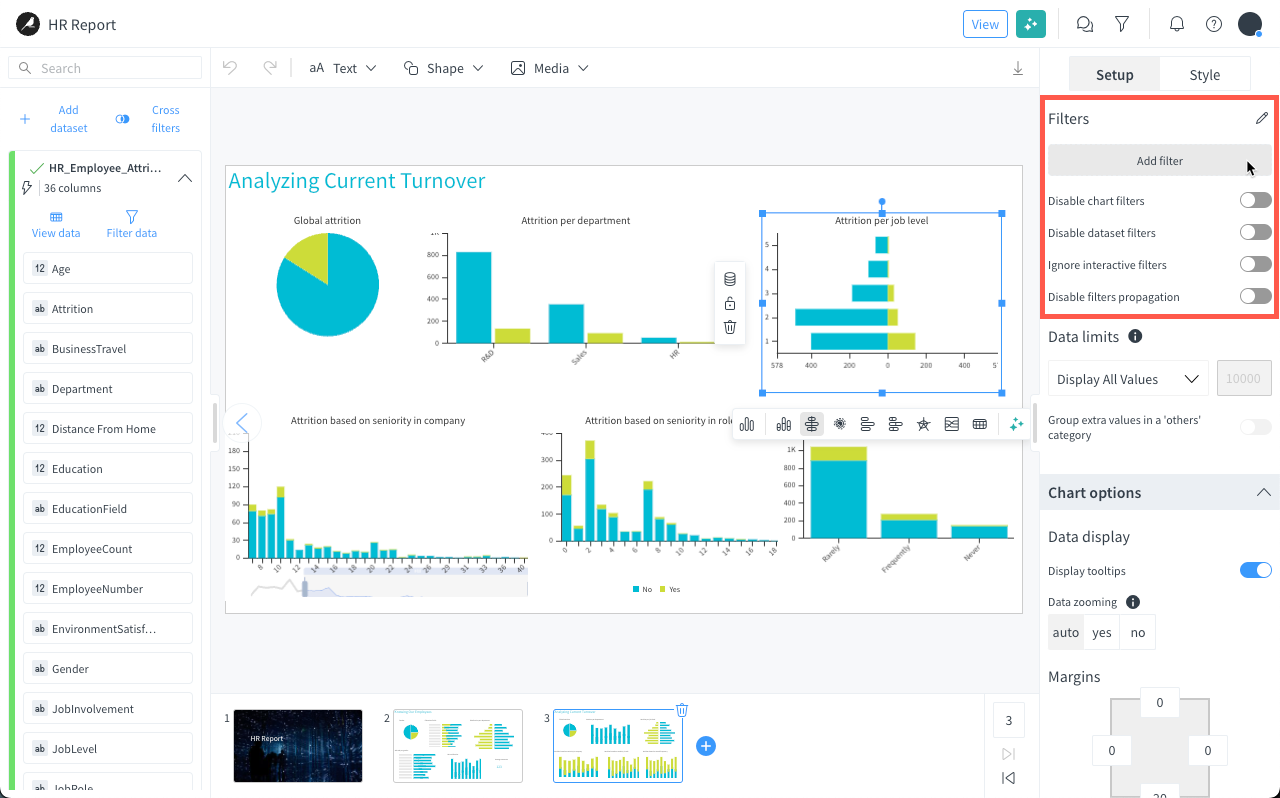 Dataiku screenshot of the dialog to define filters at the dataset level.