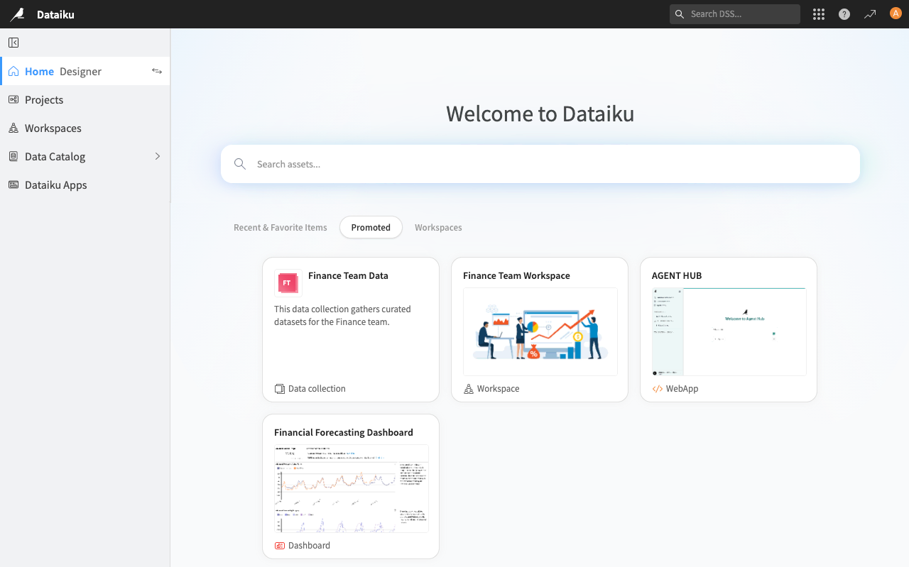 A screenshot of the Dataiku Consumer homepage.
