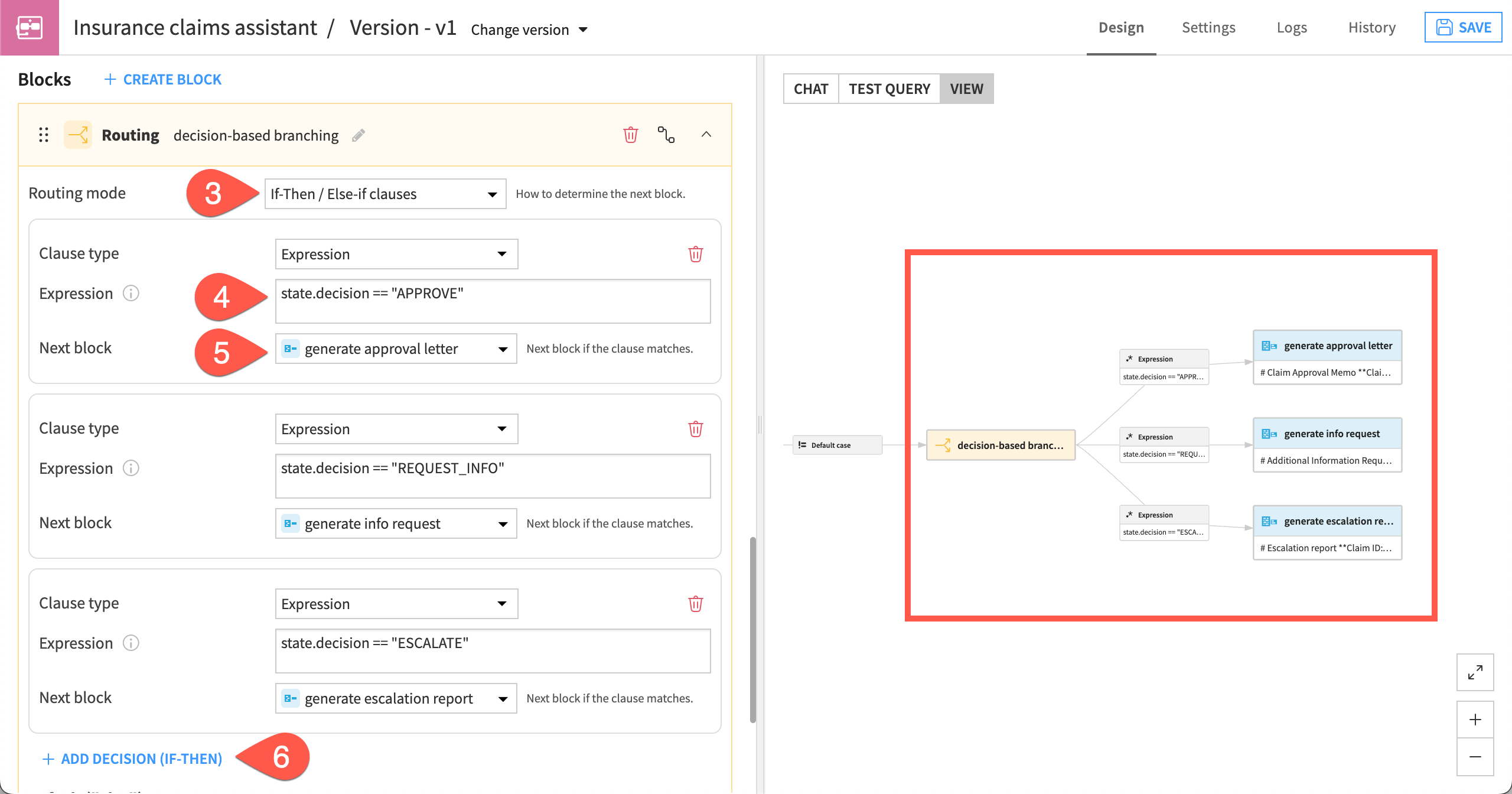 Dataiku screenshot showing how to create the Routing block.