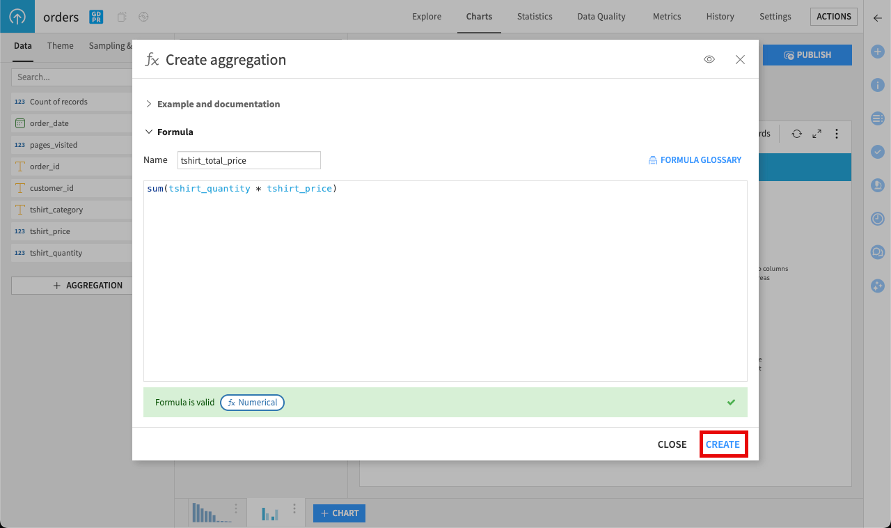 Creating the custom aggregation.