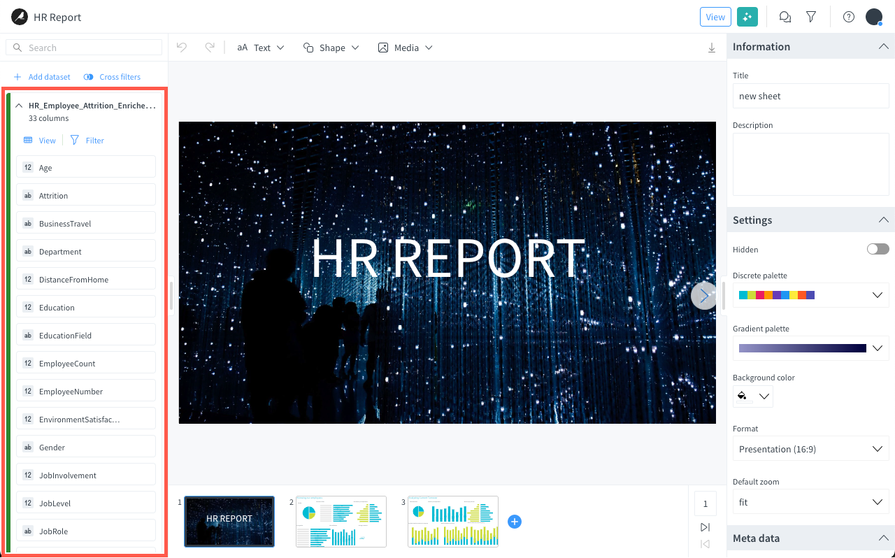 Data bar synchronization and datasets update status.