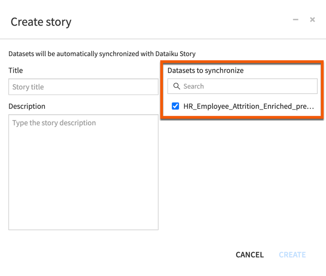 Dataset synchronization upon story creation.
