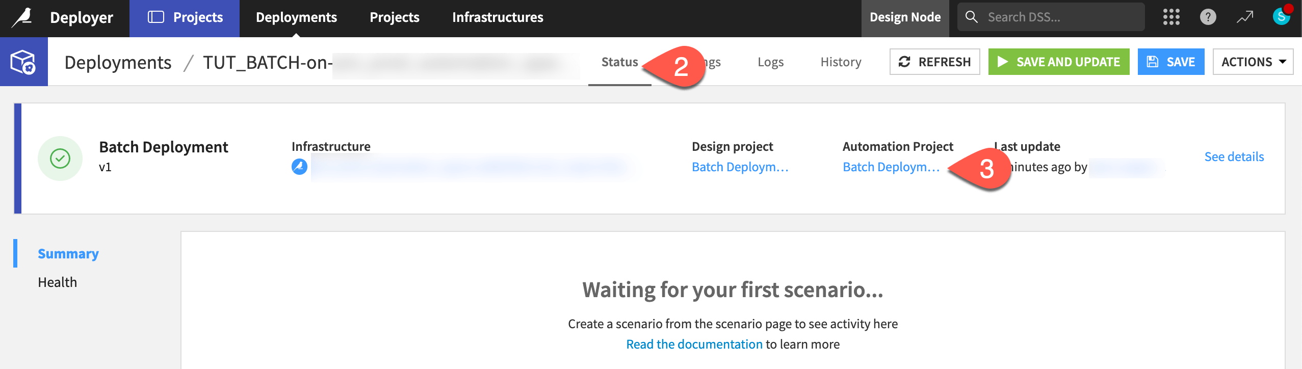 Dataiku screenshot showing where to find the Automation node project.