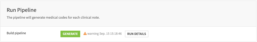 Screenshot of app run pipeline.