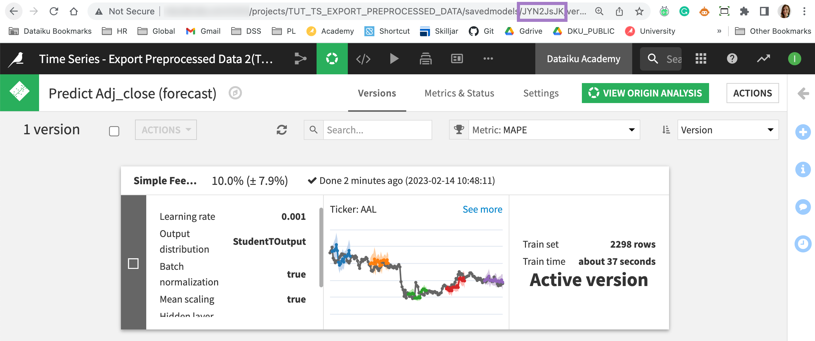 Get saved model ID in URL.