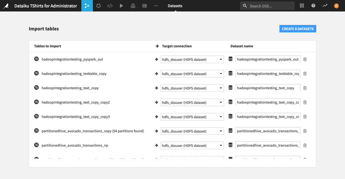 Select the HDFS target connection.
