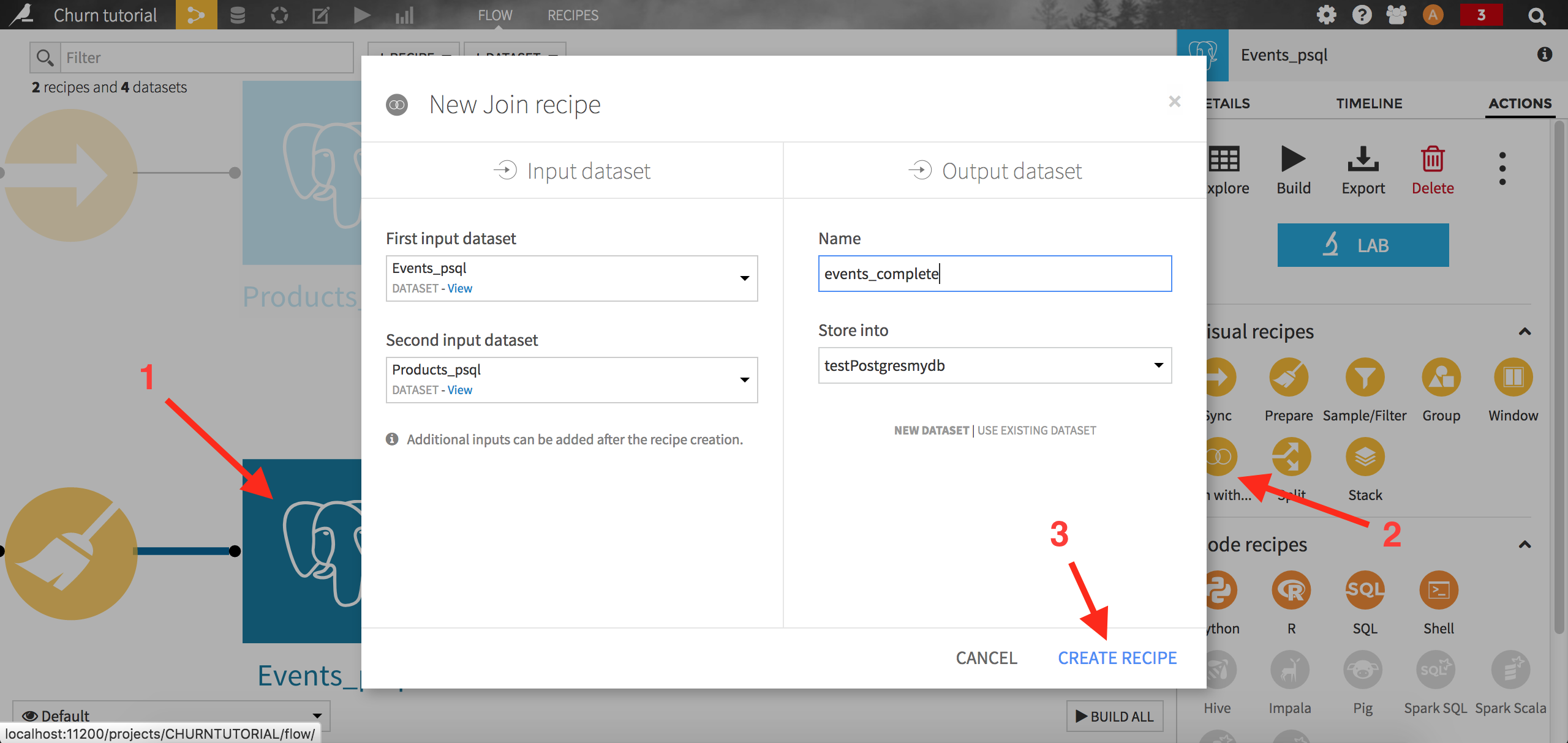 "Screenshot of pop up for creating a new Join recipe"