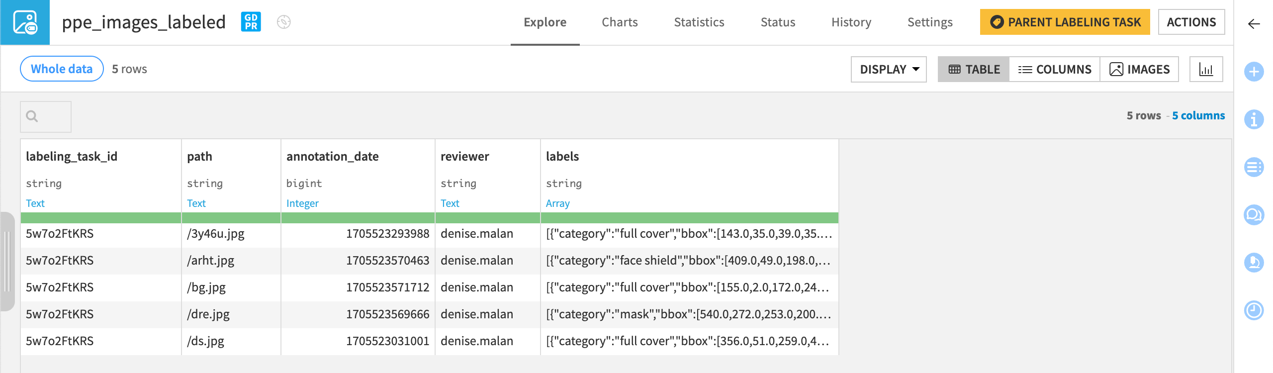 The Overview tab, showing progress of the project.