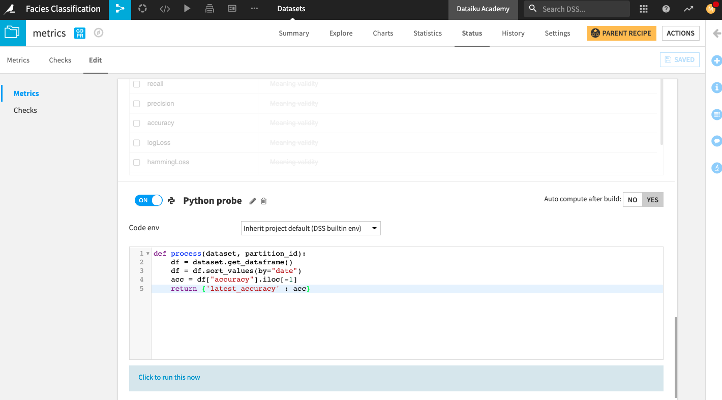 Return latest accuracy of deployed model.