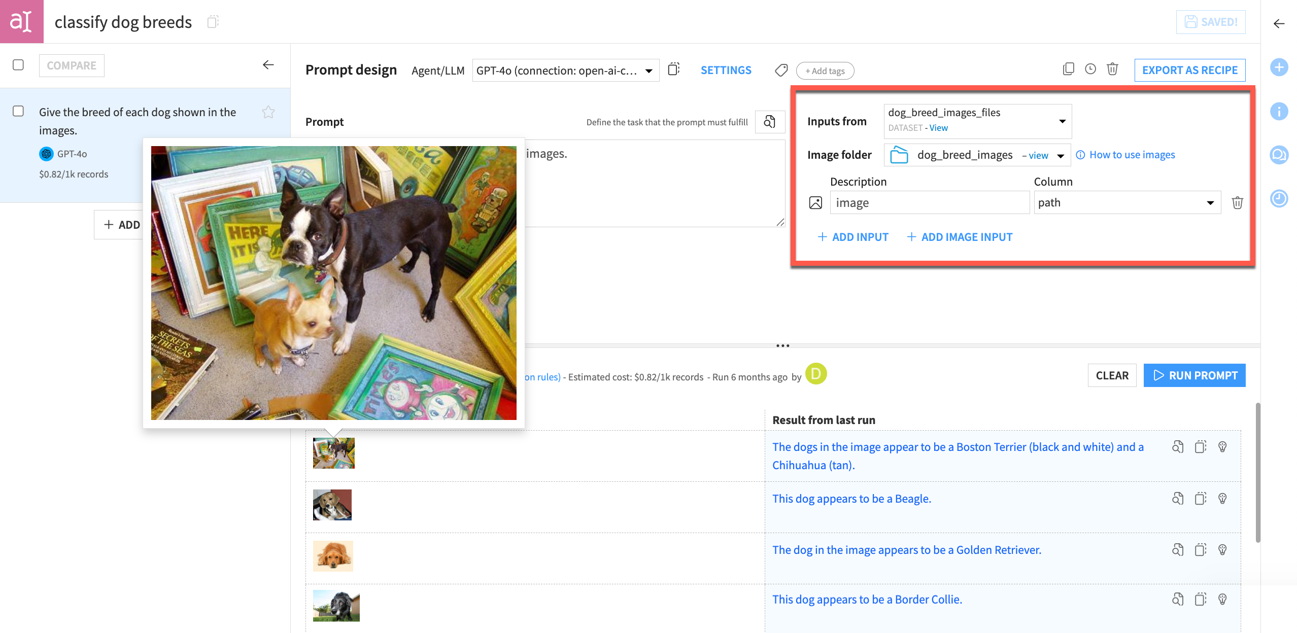 Adding an image folder as input in Prompt Studios.