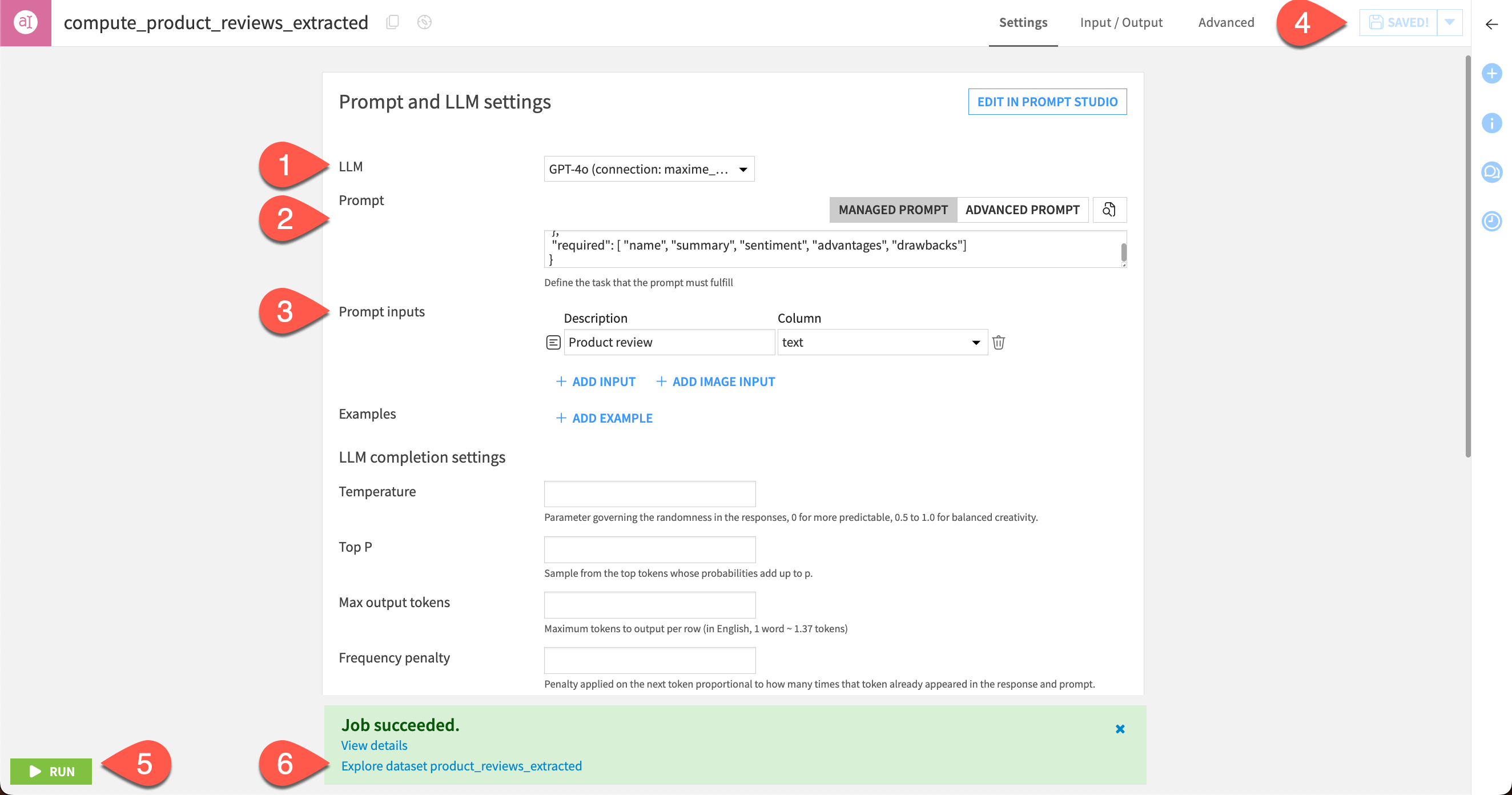 Steps to write a prompt and give the LLM input.