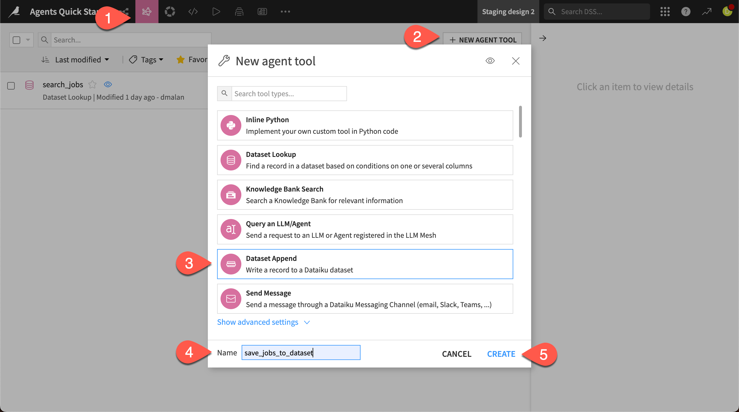 Steps to add a new Dataset Append tool.