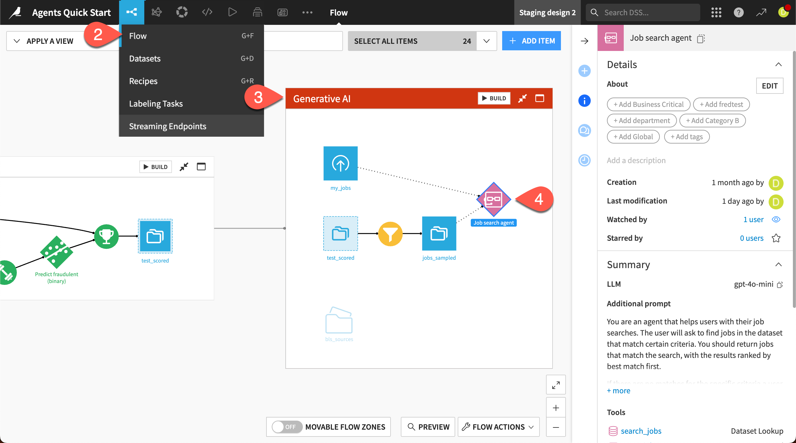 Steps to open the agent from the Flow.