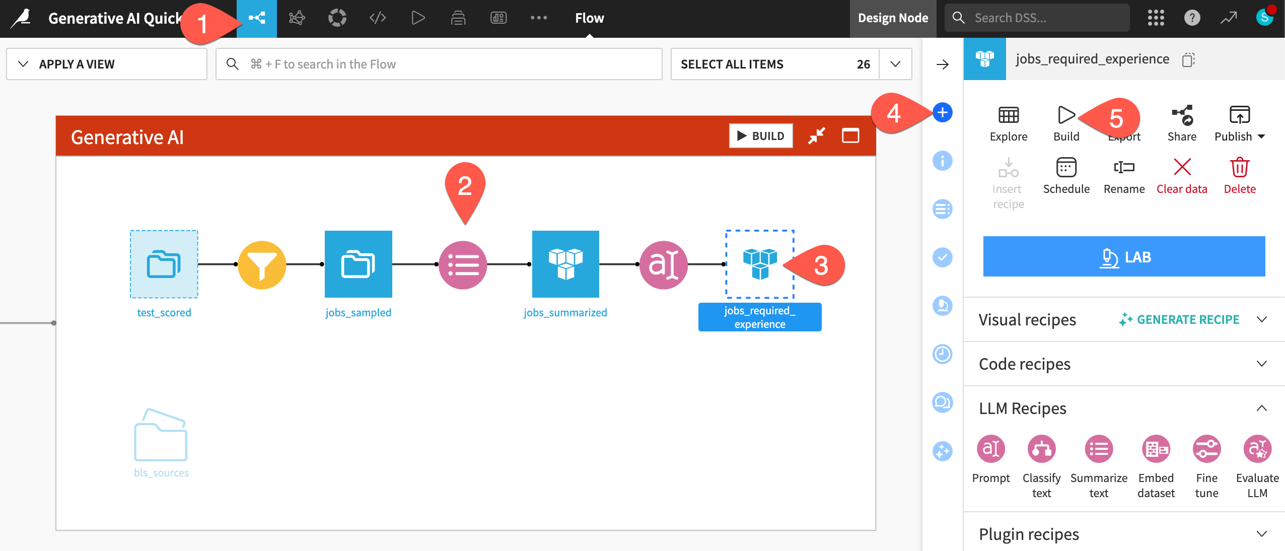 Dataiku screenshot of the build dialog for a dataset.