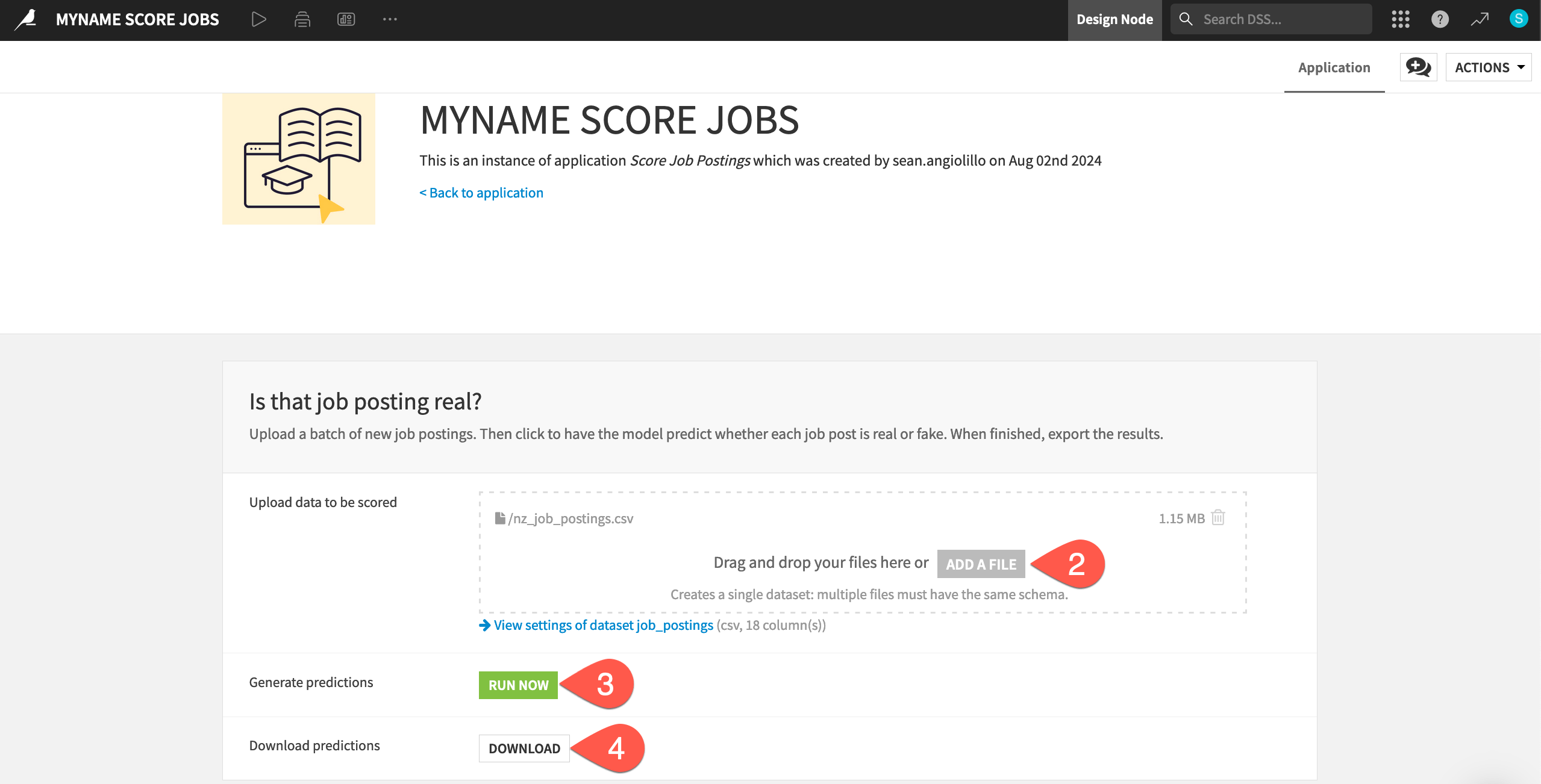 Dataiku screenshot of a Dataiku app instance.