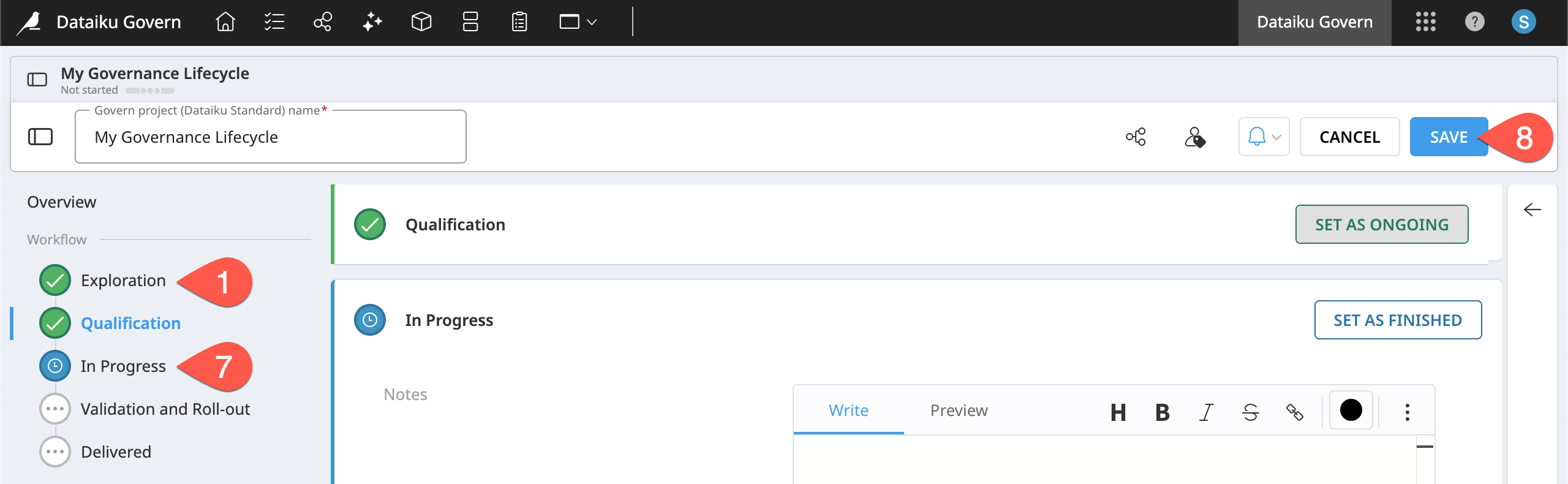 Dataiku screenshot of a qualified project.