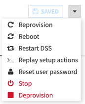 "Fleet Manager instance status dropdown menu with Reprovision menu item."