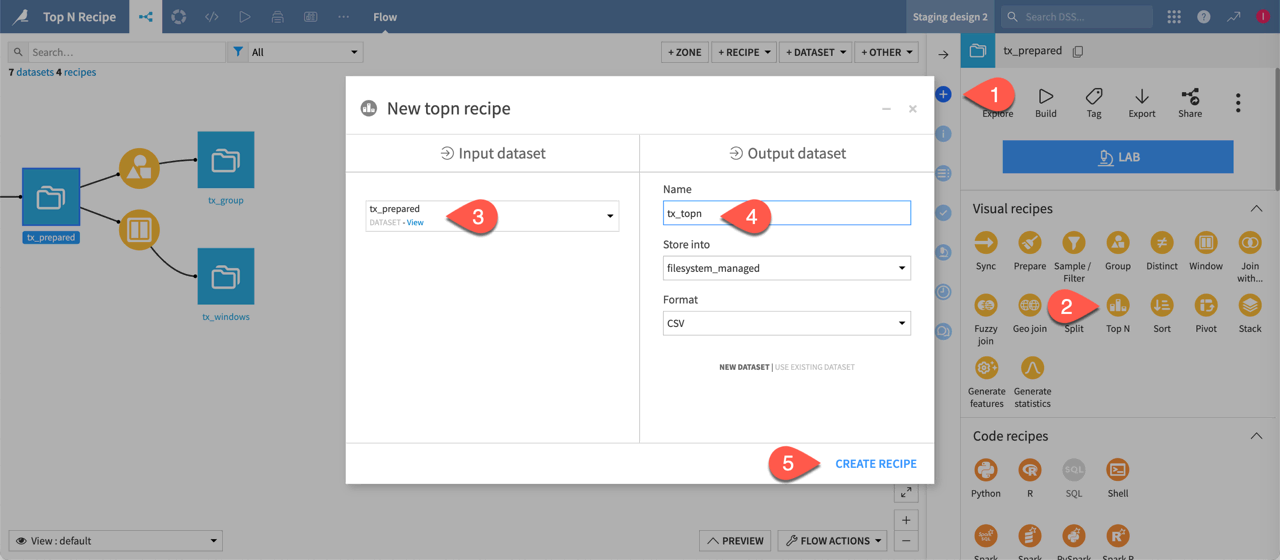A screenshot of the new Top N recipe dialogue window.
