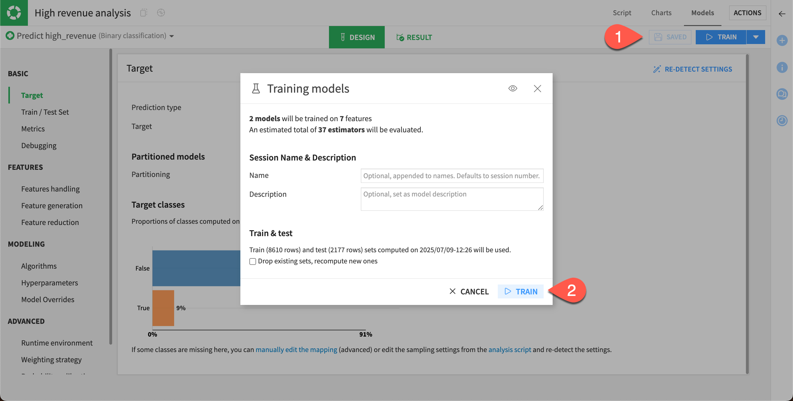 Steps to train new models after tuning the design.